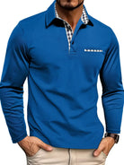 Polo Shirt | Collared | Regular Fit | Long Sleeve Polo Shirts | Men's Clothing-Men's Long-Sleeve Polo Shirt-Chaps of London-Blue-S-Chaps of London