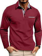 Polo Shirt | Collared | Regular Fit | Long Sleeve Polo Shirts | Men's Clothing-Men's Long-Sleeve Polo Shirt-Chaps of London-Red-S-Chaps of London