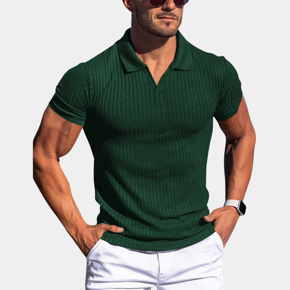Polo Shirt | Collared | Ribbed | Polo T-Shirt | Men's Clothing-Chaps of London-Green-S-Chaps of London