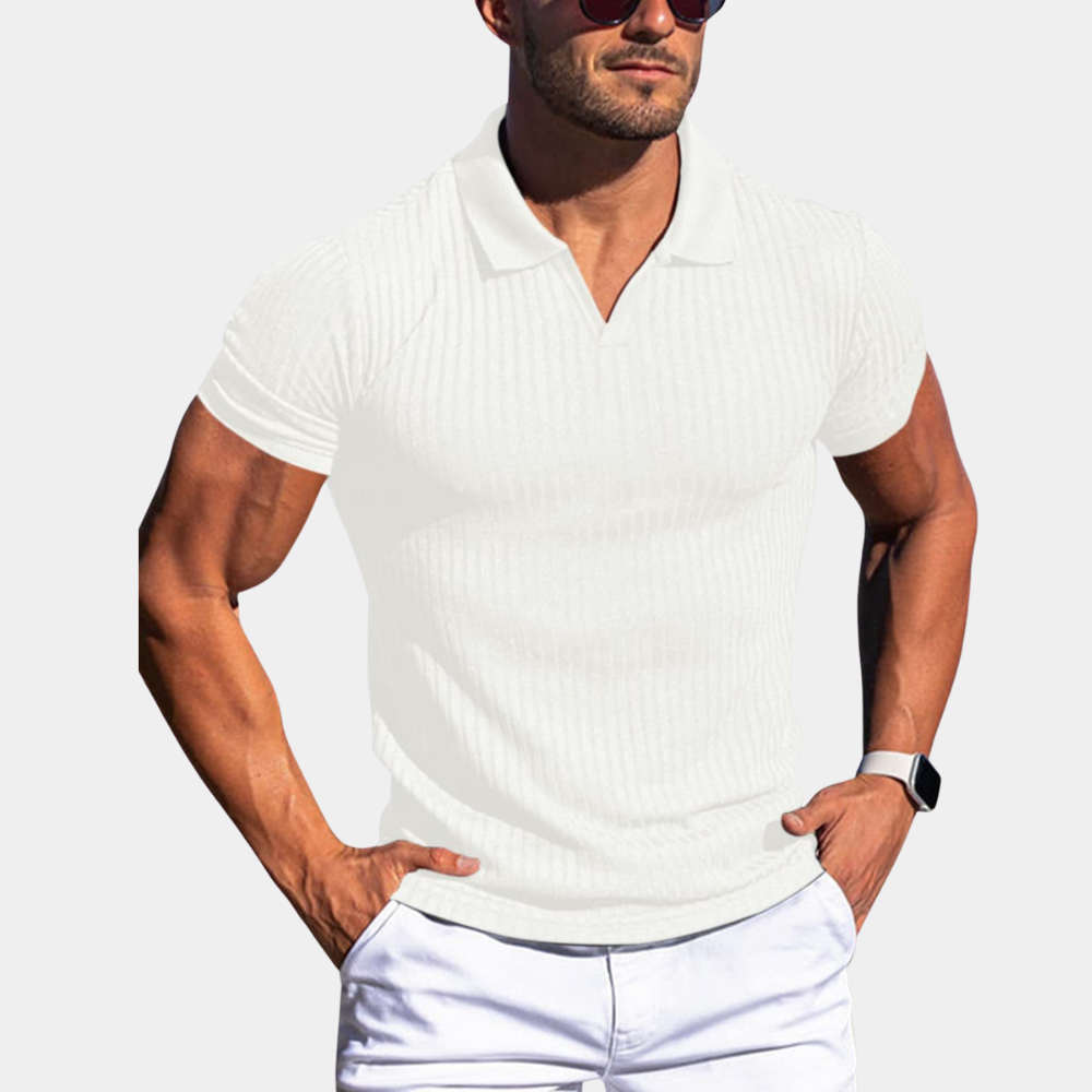 Polo Shirt | Collared | Ribbed | Polo T-Shirt | Men's Clothing-Chaps of London-White-S-Chaps of London