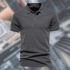 Polo Shirt - Collared - Short Sleeve - Button Neck T-Shirt - Men's T-Shirts-Chaps of London-Grey-XS-Chaps of London
