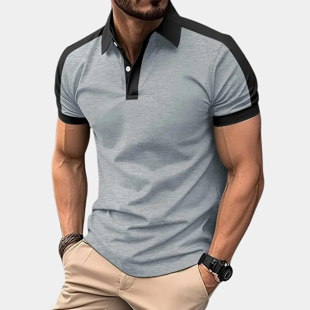 Polo Shirt | Collared | Short Sleeve | Polo T-Shirt | Men's Clothing-Men Summer Shirt-Chaps of London-Gray-S-Chaps of London