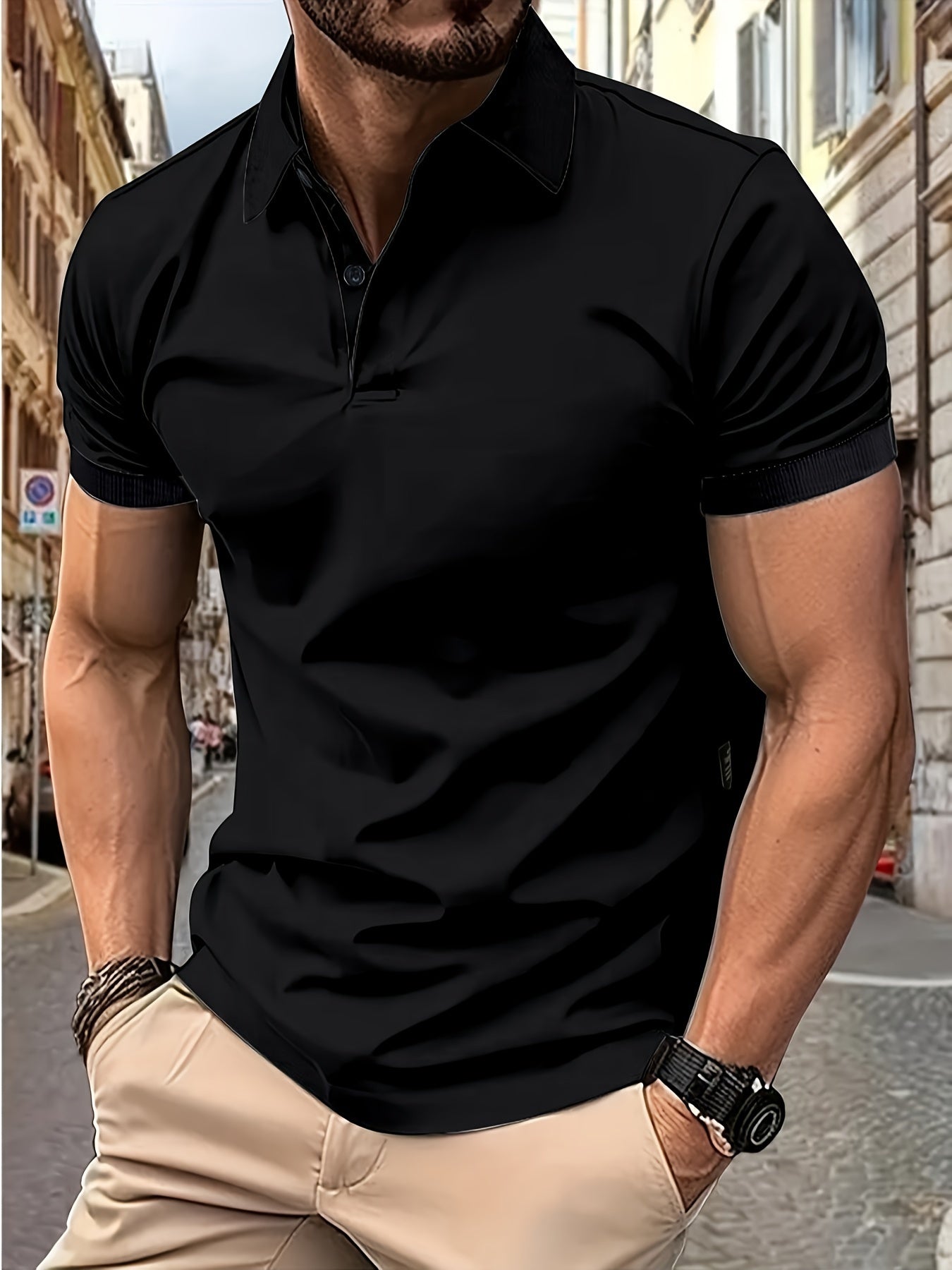 Polo Shirt - Men's Stylish Collared Short Sleeve Polo T-Shirt-Chaps of London-Black-S-Chaps of London