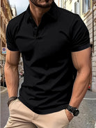Polo Shirt - Men's Stylish Collared Short Sleeve Polo T-Shirt-Chaps of London-Black-S-Chaps of London