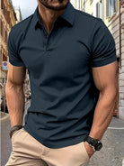 Polo Shirt - Men's Stylish Collared Short Sleeve Polo T-Shirt-Chaps of London-Dark Blue-S-Chaps of London