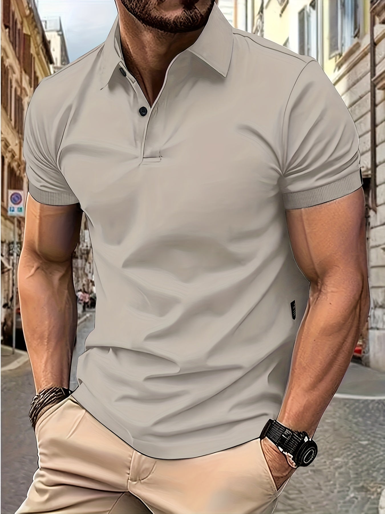 Polo Shirt - Men's Stylish Collared Short Sleeve Polo T-Shirt-Chaps of London-Light Gray-S-Chaps of London
