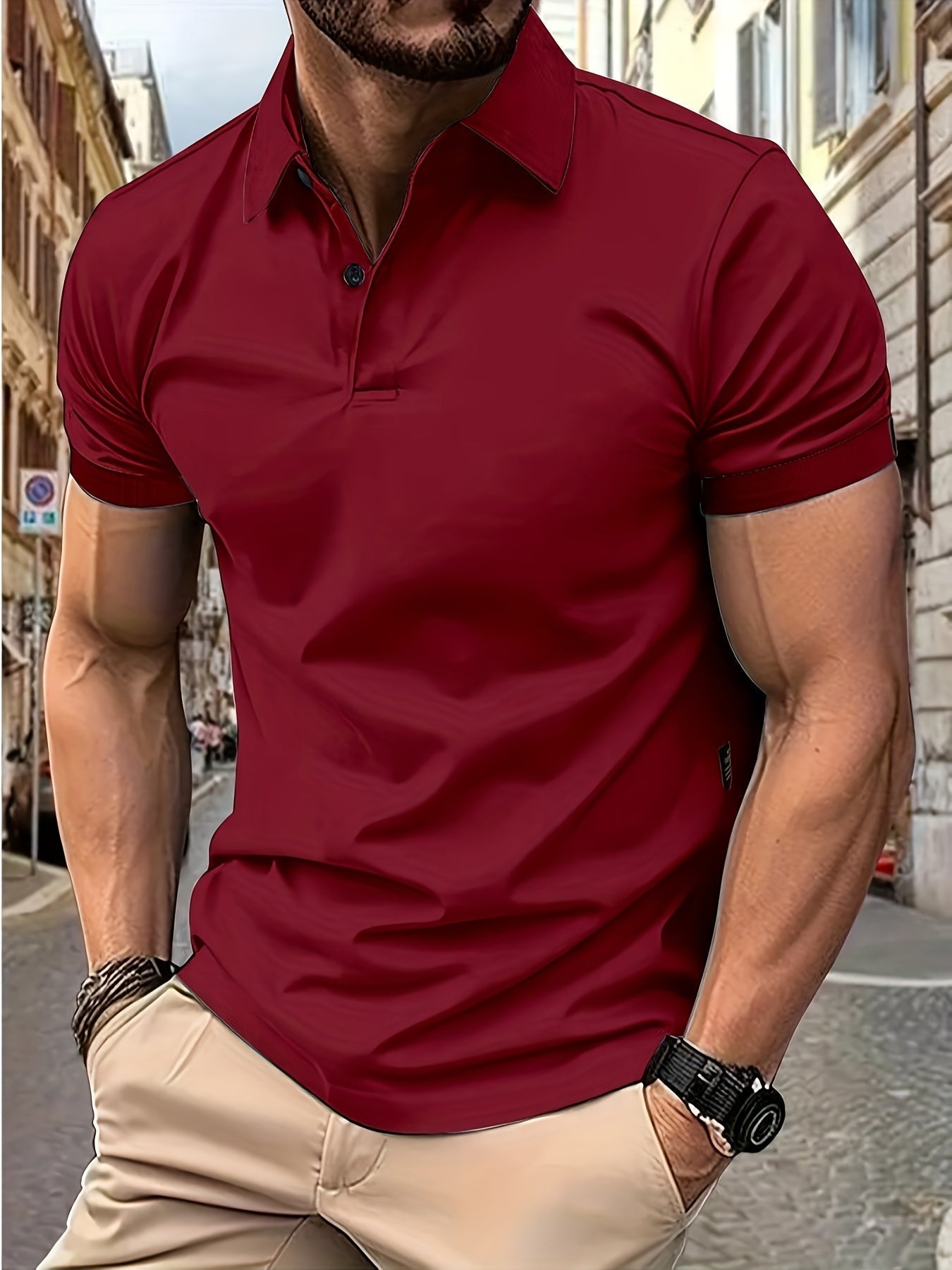 Polo Shirt - Men's Stylish Collared Short Sleeve Polo T-Shirt-Chaps of London-Red-S-Chaps of London
