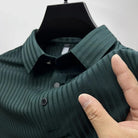 Polo Shirt | Short Sleeve | Button-Up | Collared Shirt | Men's Shirts-Stripe Polo Shirt for Men-Chaps of London-Green-S-Chaps of London