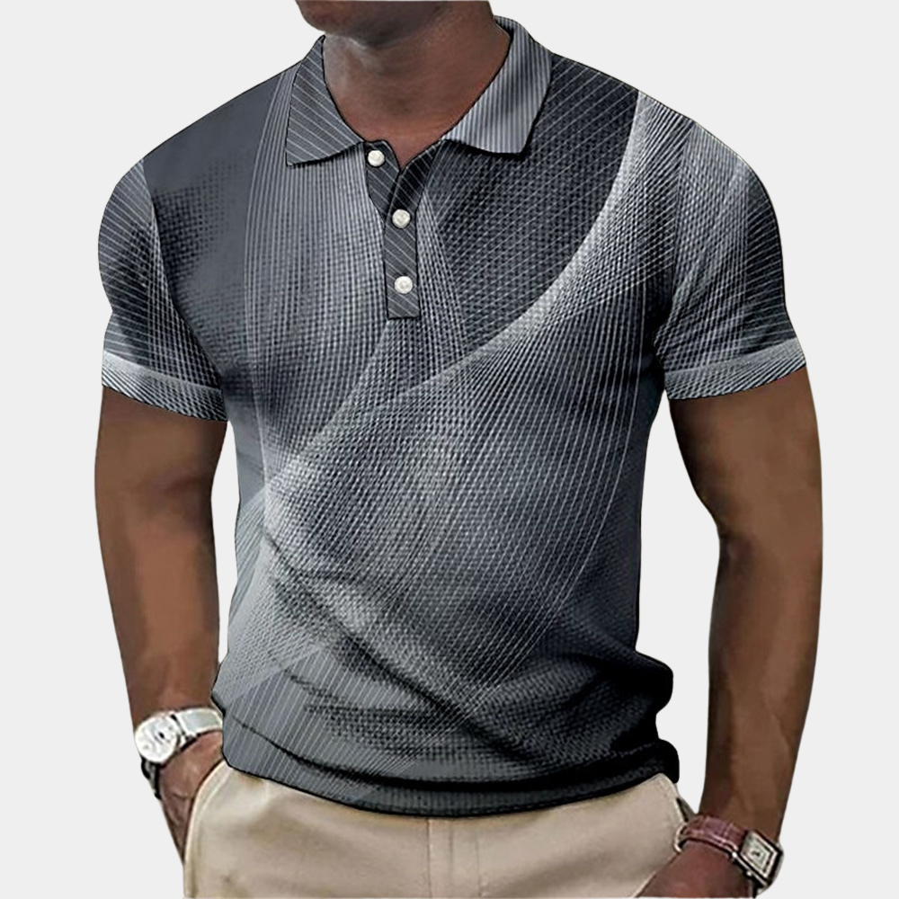 Polo Shirt - Short Sleeve - Quarter Button - Collared T-Shirt - Men's Shirt-Men Summer Shirt-Chaps of London-Gray-XS-Chaps of London