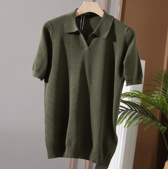 Polo Shirt | Short Sleeve | V-Neck | Polo T-Shirt | Men's Shirt-Polos-Chaps of London-Green-S-Chaps of London
