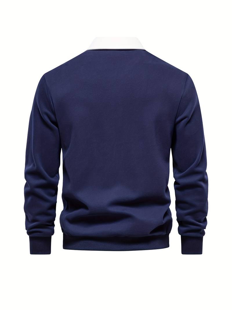 Polo Shirt | Turndown Collar | Quarter Button-Up | Long Sleeve Polo Shirts | Men's Shirts-T-shirts-Chaps of London-Chaps of London