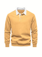 Polo Shirt | Turndown Collar | Quarter Button-Up | Long Sleeve Polo Shirts | Men's Shirts-T-shirts-Chaps of London-Yellow-S-Chaps of London
