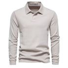 Polo Sweater | Turn Down Collar | Regular Fit | Long Sleeve Polo Shirts | Men's Clothing-Chaps of London-Beige-S-Chaps of London