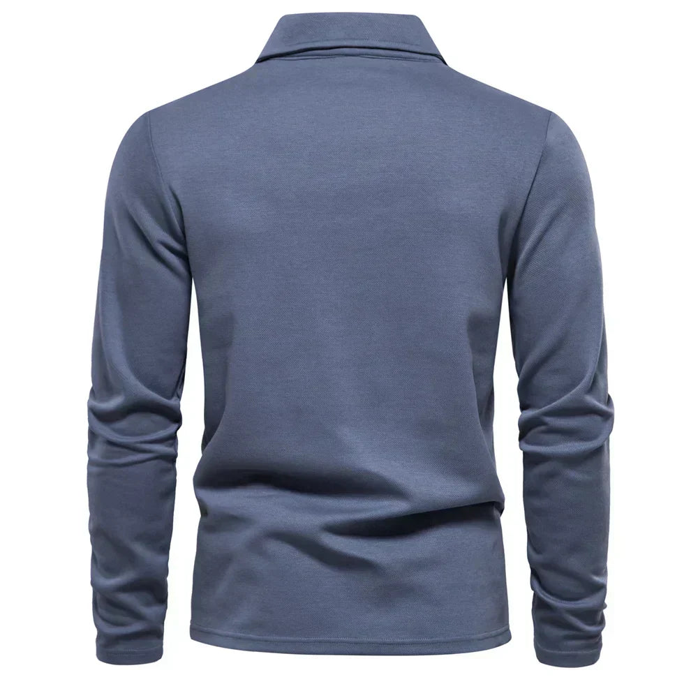 Polo Sweater | Turn Down Collar | Regular Fit | Long Sleeve Polo Shirts | Men's Clothing-Chaps of London-Chaps of London