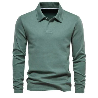 Polo Sweater | Turn Down Collar | Regular Fit | Long Sleeve Polo Shirts | Men's Clothing-Chaps of London-Green-S-Chaps of London