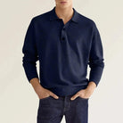Polo Sweatshirt - Collared - Long Sleeve - Polo Jumper - Men's Clothing-Chaps of London-Dark Blue-S-Chaps of London