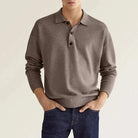 Polo Sweatshirt - Collared - Long Sleeve - Polo Jumper - Men's Clothing-Chaps of London-Dark Brown-S-Chaps of London