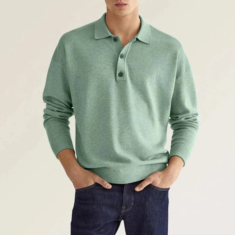 Polo Sweatshirt - Collared - Long Sleeve - Polo Jumper - Men's Clothing-Chaps of London-Green-S-Chaps of London