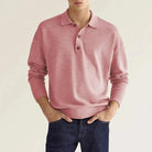 Polo Sweatshirt - Collared - Long Sleeve - Polo Jumper - Men's Clothing-Chaps of London-Pink-S-Chaps of London