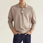Polo Sweatshirt - Collared - Long Sleeve - Polo Jumper - Men's Clothing-Chaps of London-Sand-S-Chaps of London