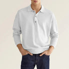 Polo Sweatshirt - Collared - Long Sleeve - Polo Jumper - Men's Clothing-Chaps of London-White-S-Chaps of London