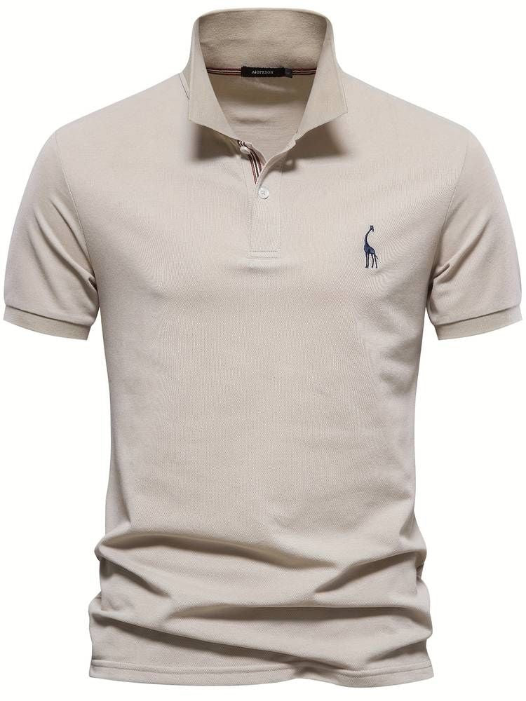 Polo T-Shirt - Collared - Short Sleeve - Polo Shirt - Men's Clothing-Chaps of London-Beige-S-Chaps of London