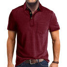 Polo T-Shirt | Collared | Short Sleeve | Polo Shirt | Men's Shirt-Chaps of London-Dark Red-S-Chaps of London