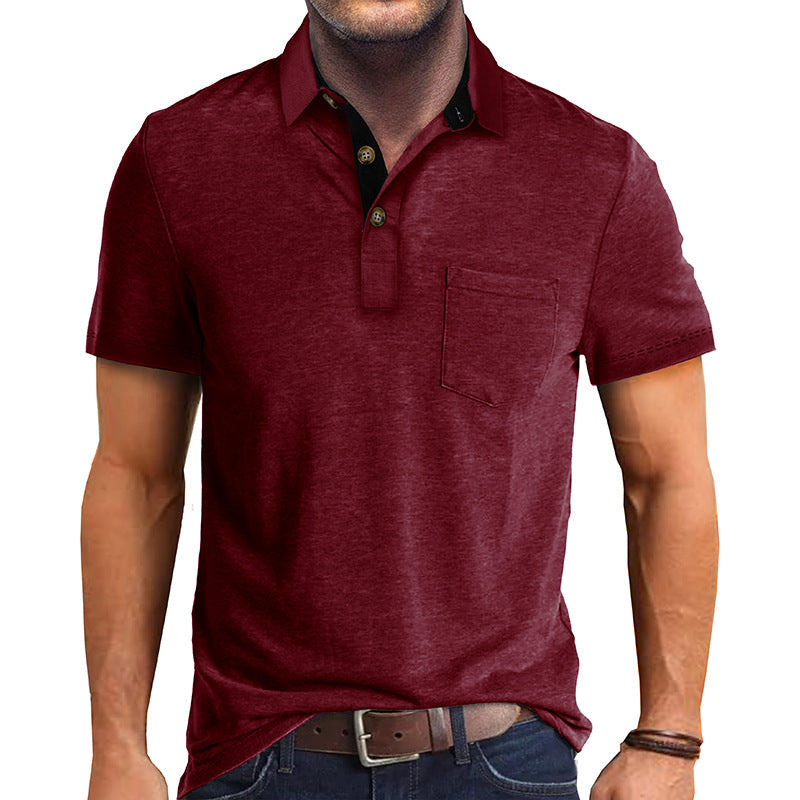 Polo T-Shirt | Collared | Short Sleeve | Polo Shirt | Men's Shirt-Chaps of London-Dark Red-S-Chaps of London