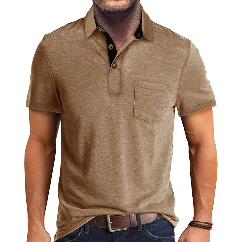 Polo T-Shirt | Collared | Short Sleeve | Polo Shirt | Men's Shirt-Chaps of London-Khaki-S-Chaps of London
