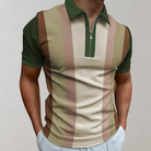 Polo T-Shirt - Collared - Short Sleeve - Quarter Zip Shirt - Men's Shirt-Chaps of London-Brown-S-Chaps of London