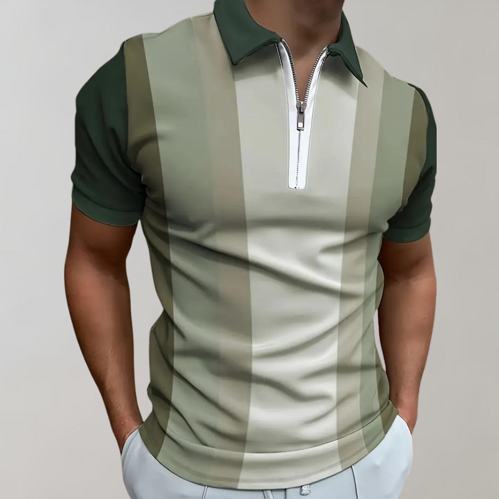 Polo T-Shirt - Collared - Short Sleeve - Quarter Zip Shirt - Men's Shirt-Chaps of London-Gray-S-Chaps of London
