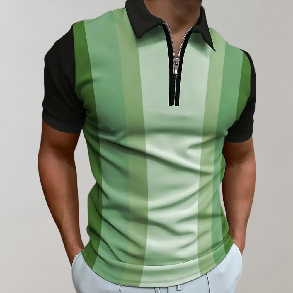 Polo T-Shirt - Collared - Short Sleeve - Quarter Zip Shirt - Men's Shirt-Chaps of London-Green-S-Chaps of London