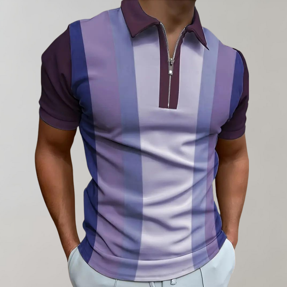 Polo T-Shirt - Collared - Short Sleeve - Quarter Zip Shirt - Men's Shirt-Chaps of London-Purple-S-Chaps of London
