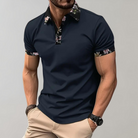 Polo T-Shirt | Floral Print | Short Sleeve | Polo Shirts | Men's Clothing-Men Summer Shirt-Chaps of London-Navy Blue-S-Chaps of London