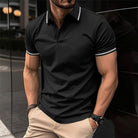Polo T-Shirt - Men's Button-Up Collared Short Sleeve Polo Shirt-Men Shirts-Chaps of London-Black-S-Chaps of London