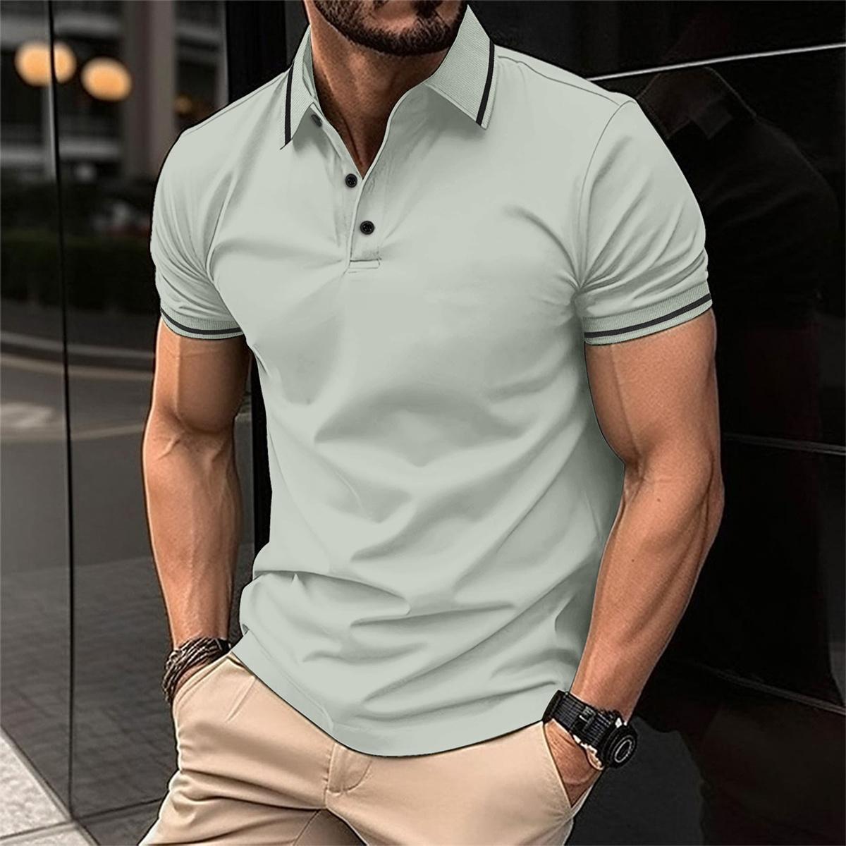 Polo T-Shirt - Men's Button-Up Collared Short Sleeve Polo Shirt-Men Shirts-Chaps of London-Green-S-Chaps of London