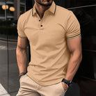 Polo T-Shirt - Men's Button-Up Collared Short Sleeve Polo Shirt-Men Shirts-Chaps of London-Light Brown-S-Chaps of London
