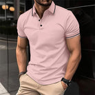 Polo T-Shirt - Men's Button-Up Collared Short Sleeve Polo Shirt-Men Shirts-Chaps of London-Pink-S-Chaps of London