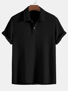 Polo T-Shirt - Men's Collared Button Neck Short Sleeve T-Shirt-Blouses_M-Chaps of London-Black-S-Chaps of London