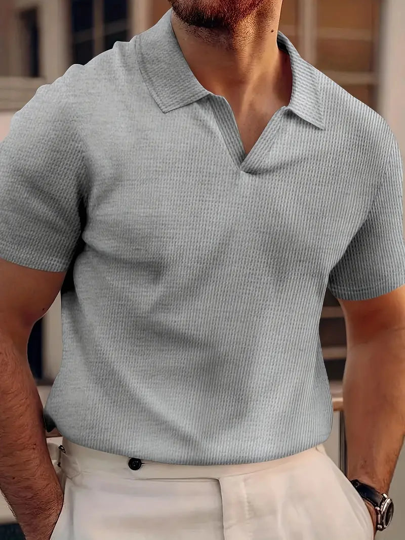 Polo T-Shirt - Men's Collared V-Neck Short Sleeve Polo Shirt-Men Shirt-Chaps of London-Chaps of London