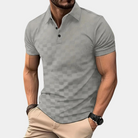Polo T-Shirt - Men's Quarter Button Short Sleeve Polo Shirt-Chaps of London-Gray-S-Chaps of London