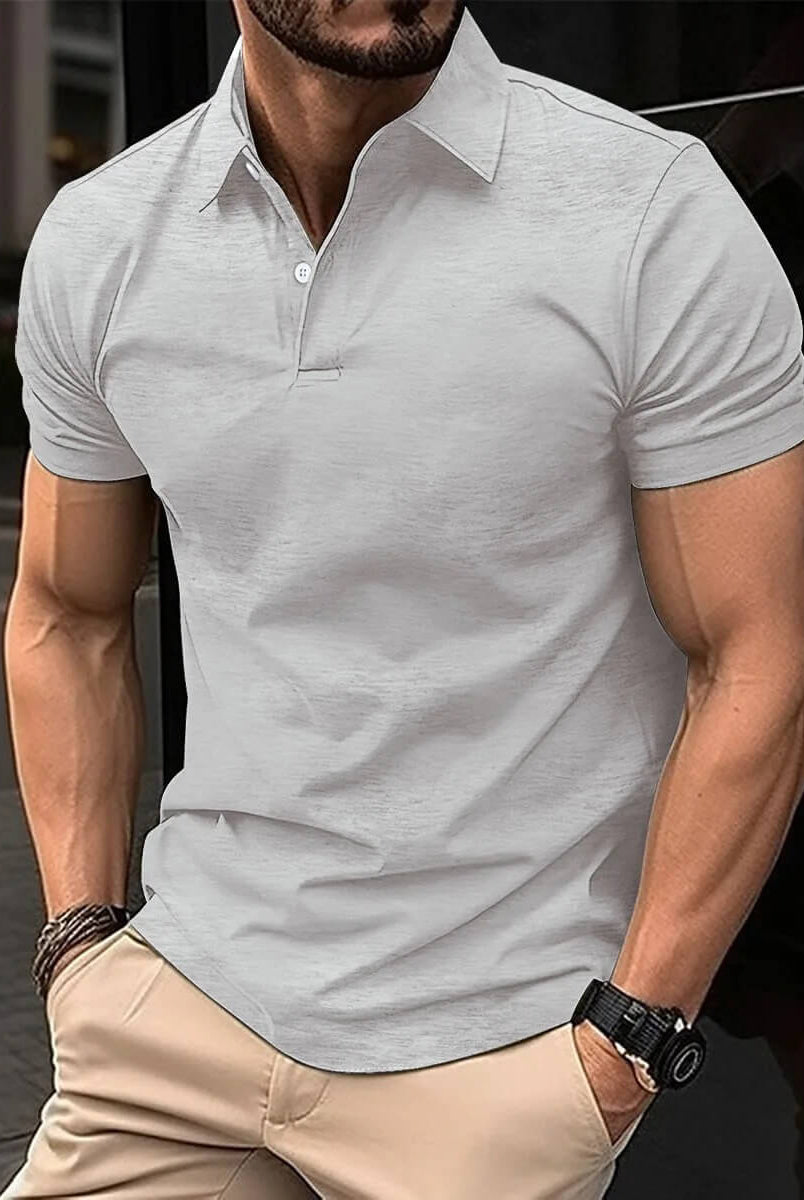 Polo T-Shirt - Men's Short Sleeve Turn Down Collar Button-Up Polo Shirt-Men's short sleeve top-Chaps of London-Chaps of London