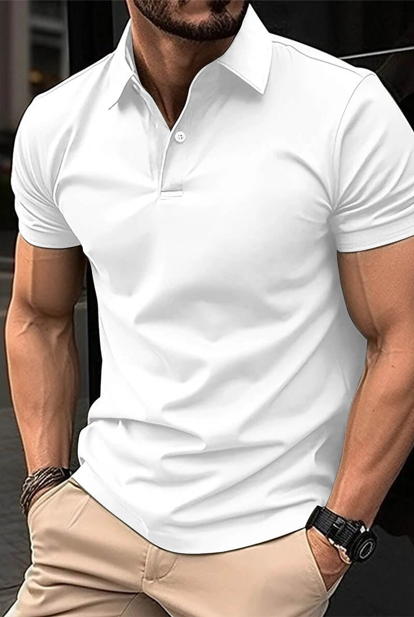 Polo T-Shirt - Men's Short Sleeve Turn Down Collar Button-Up Polo Shirt-Men's short sleeve top-Chaps of London-Chaps of London