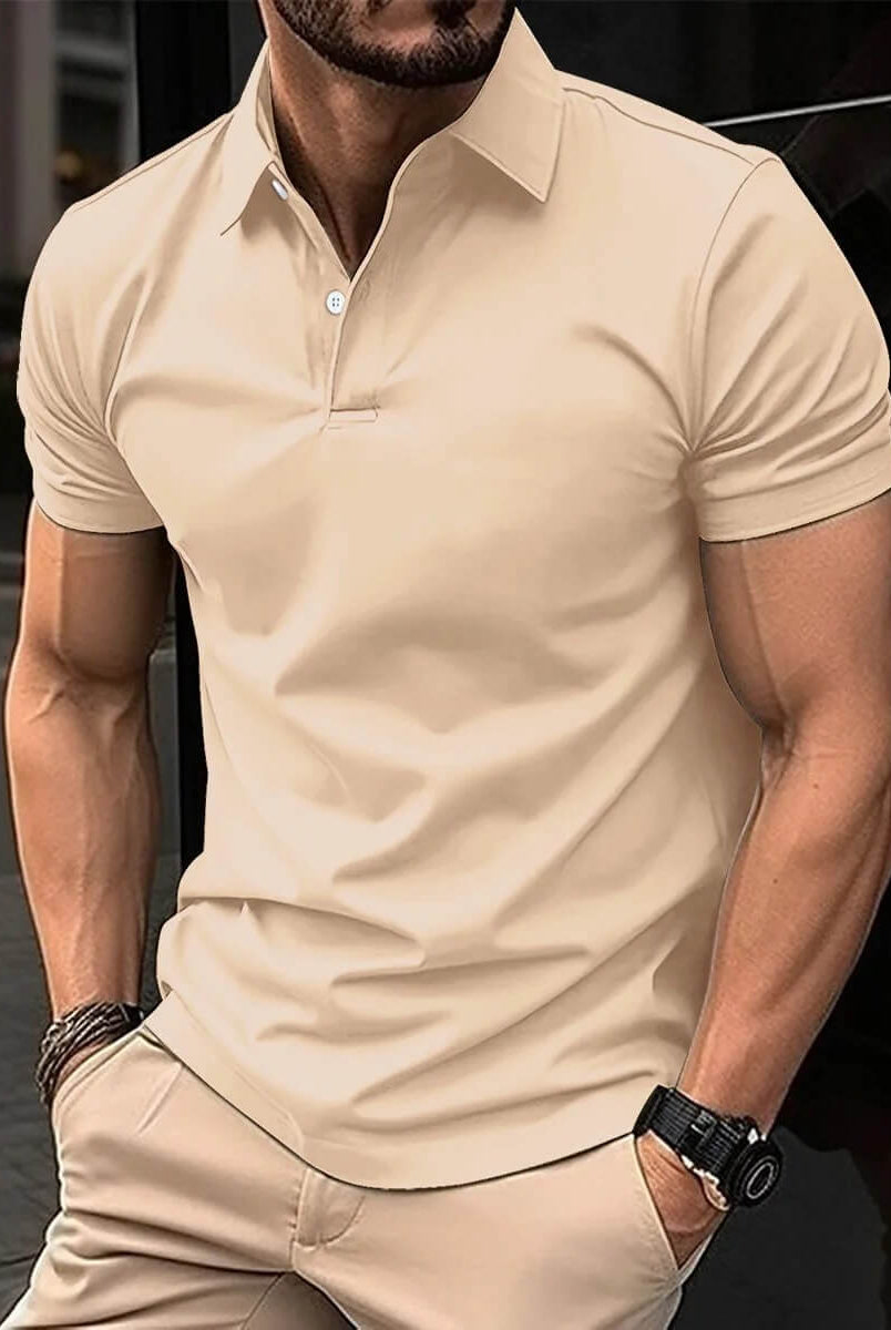 Polo T-Shirt - Men's Short Sleeve Turn Down Collar Button-Up Polo Shirt-Men's short sleeve top-Chaps of London-Chaps of London