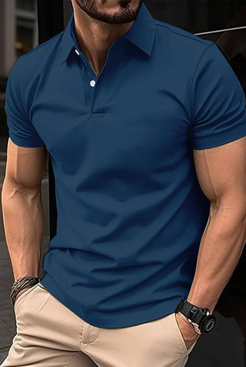 Polo T-Shirt - Men's Short Sleeve Turn Down Collar Button-Up Polo Shirt-Men's short sleeve top-Chaps of London-Chaps of London