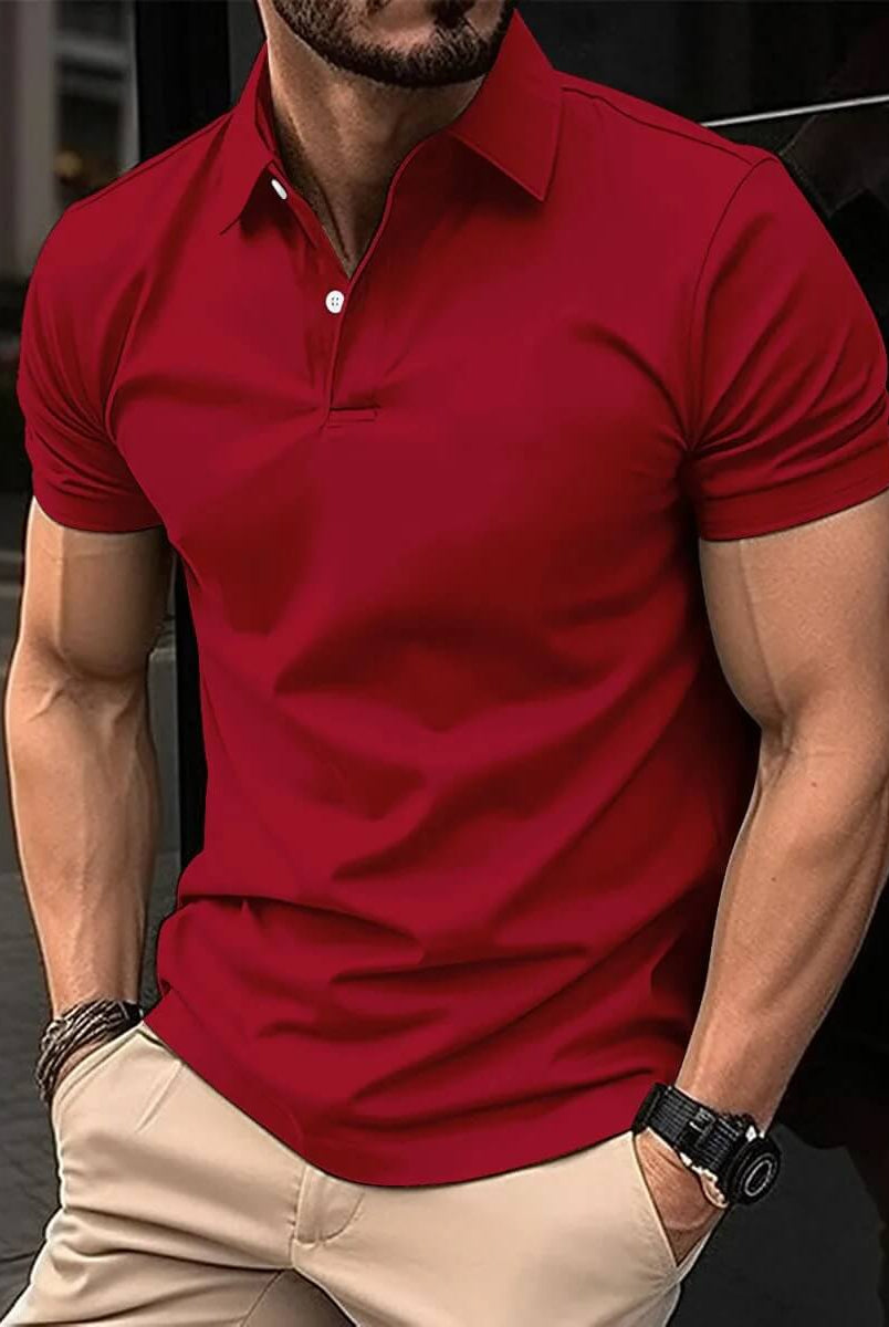 Polo T-Shirt - Men's Short Sleeve Turn Down Collar Button-Up Polo Shirt-Men's short sleeve top-Chaps of London-Chaps of London