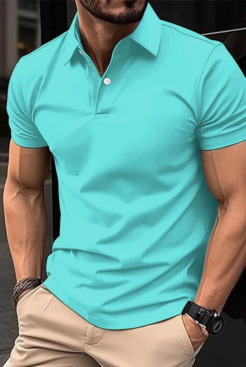 Polo T-Shirt - Men's Short Sleeve Turn Down Collar Button-Up Polo Shirt-Men's short sleeve top-Chaps of London-Chaps of London