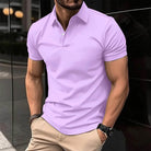 Polo T-Shirt - Men's Short Sleeve Turn Down Collar Button-Up Polo Shirt-Men's short sleeve top-Chaps of London-Light Purple-S-Chaps of London