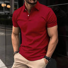 Polo T-Shirt - Men's Short Sleeve Turn Down Collar Button-Up Polo Shirt-Men's short sleeve top-Chaps of London-Red-S-Chaps of London