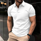 Polo T-Shirt - Men's Short Sleeve Turn Down Collar Button-Up Polo Shirt-Men's short sleeve top-Chaps of London-White-S-Chaps of London